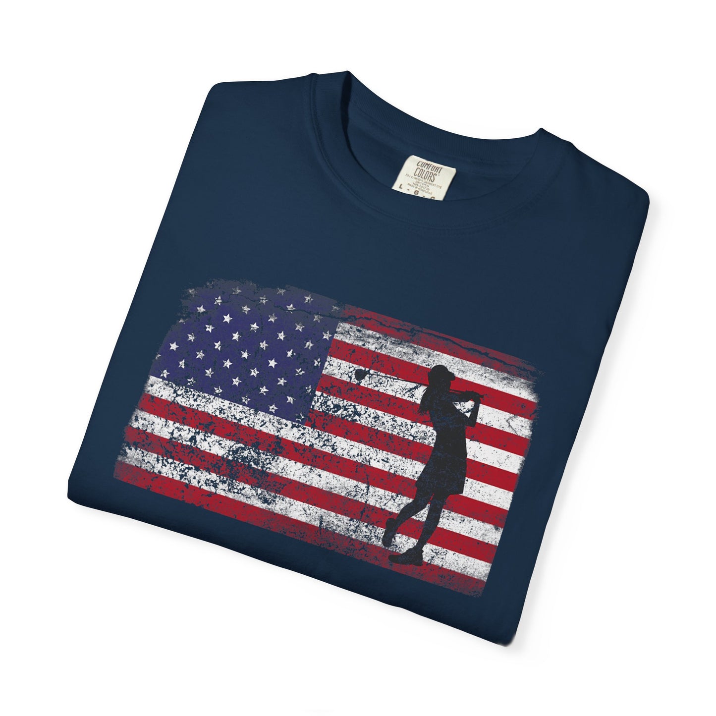 American Flag Women's Golf T-shirt Tee