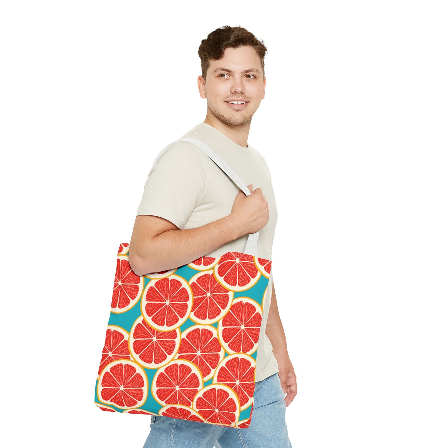 Pink Grapefruit Citrus Fruit Tote Bag, Beach Bag, Grocery Bag, Summer Tote, Reusable Tote Bag, Picnic, Italian Countryside Vibe, Grape Fruit