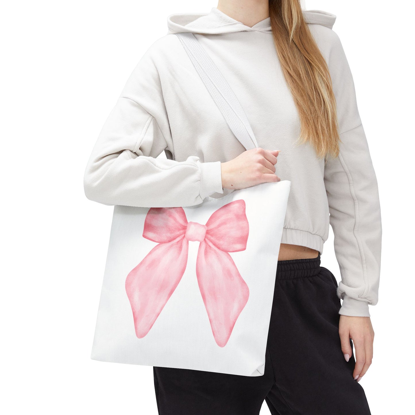 Watercolor Coquette Pink Bow Tote Bag