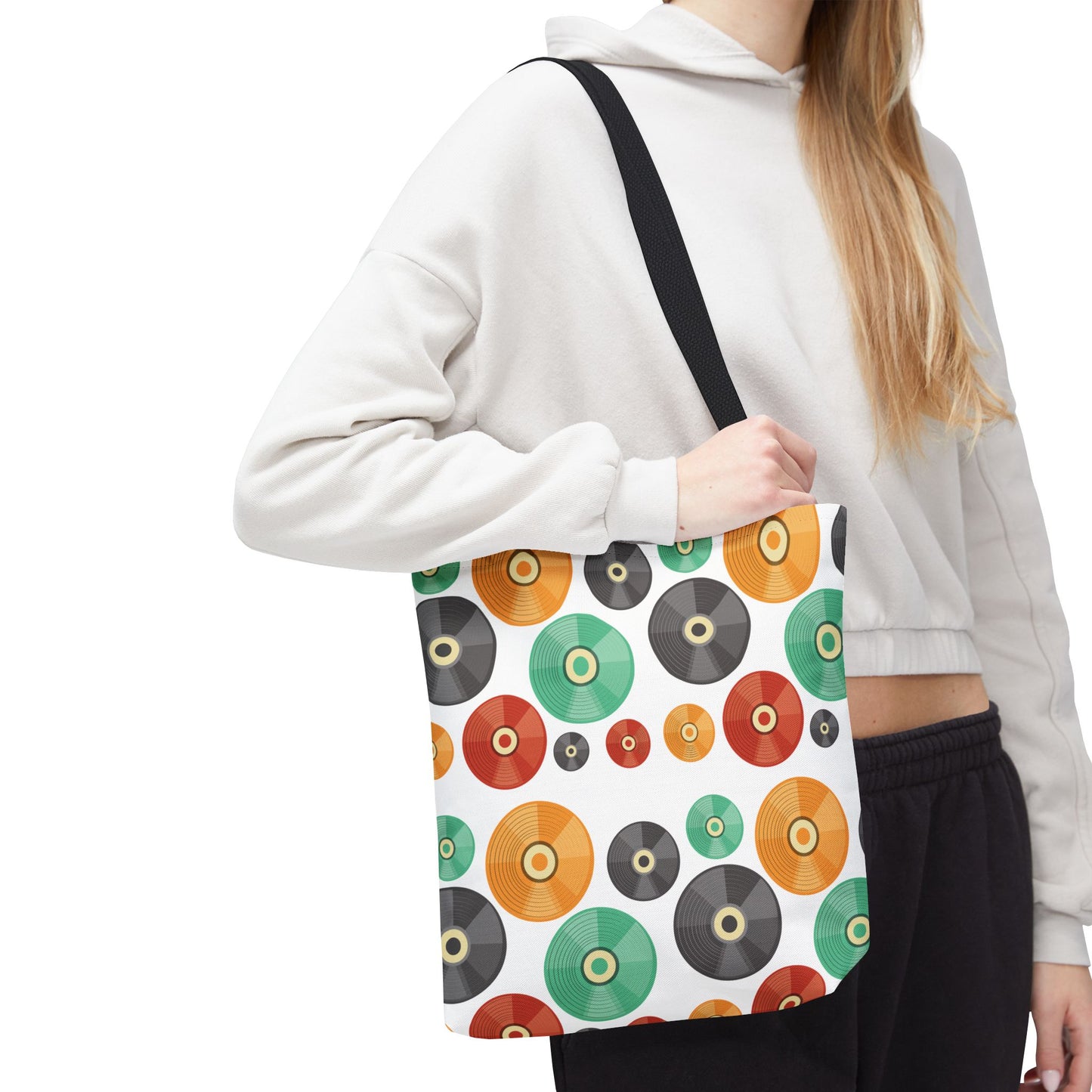 Retro Vintage Abstract Vinyl Records Tote Bag