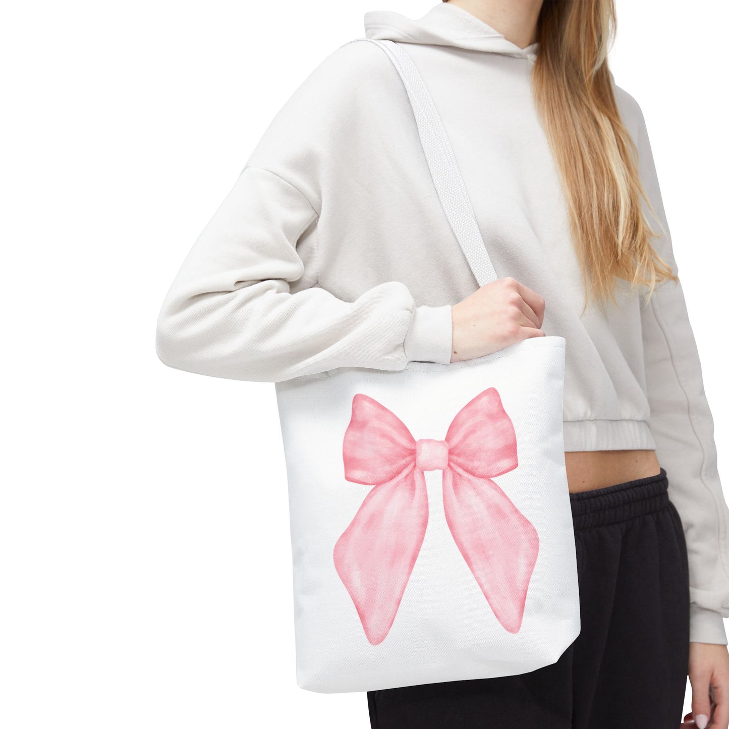 Watercolor Coquette Pink Bow Tote Bag
