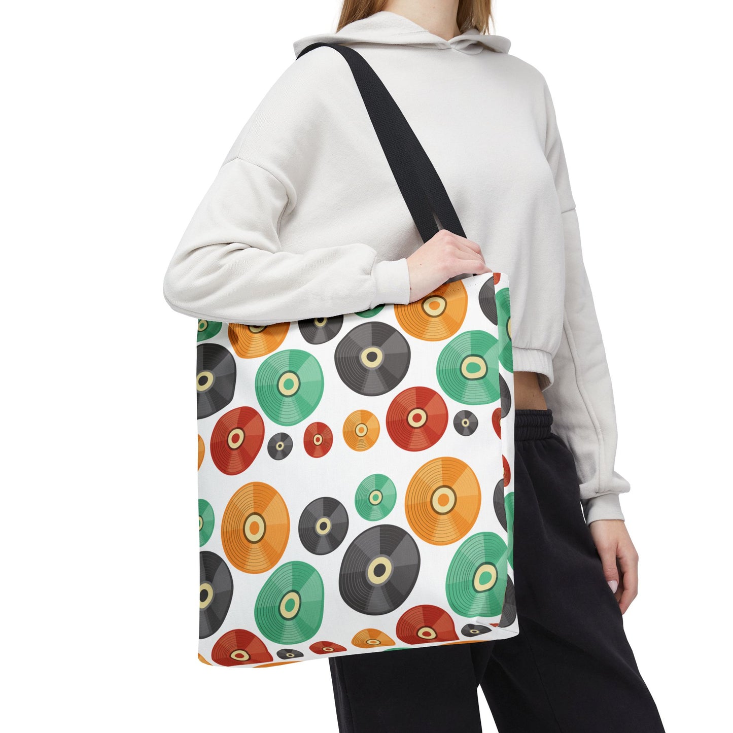 Retro Vintage Abstract Vinyl Records Tote Bag