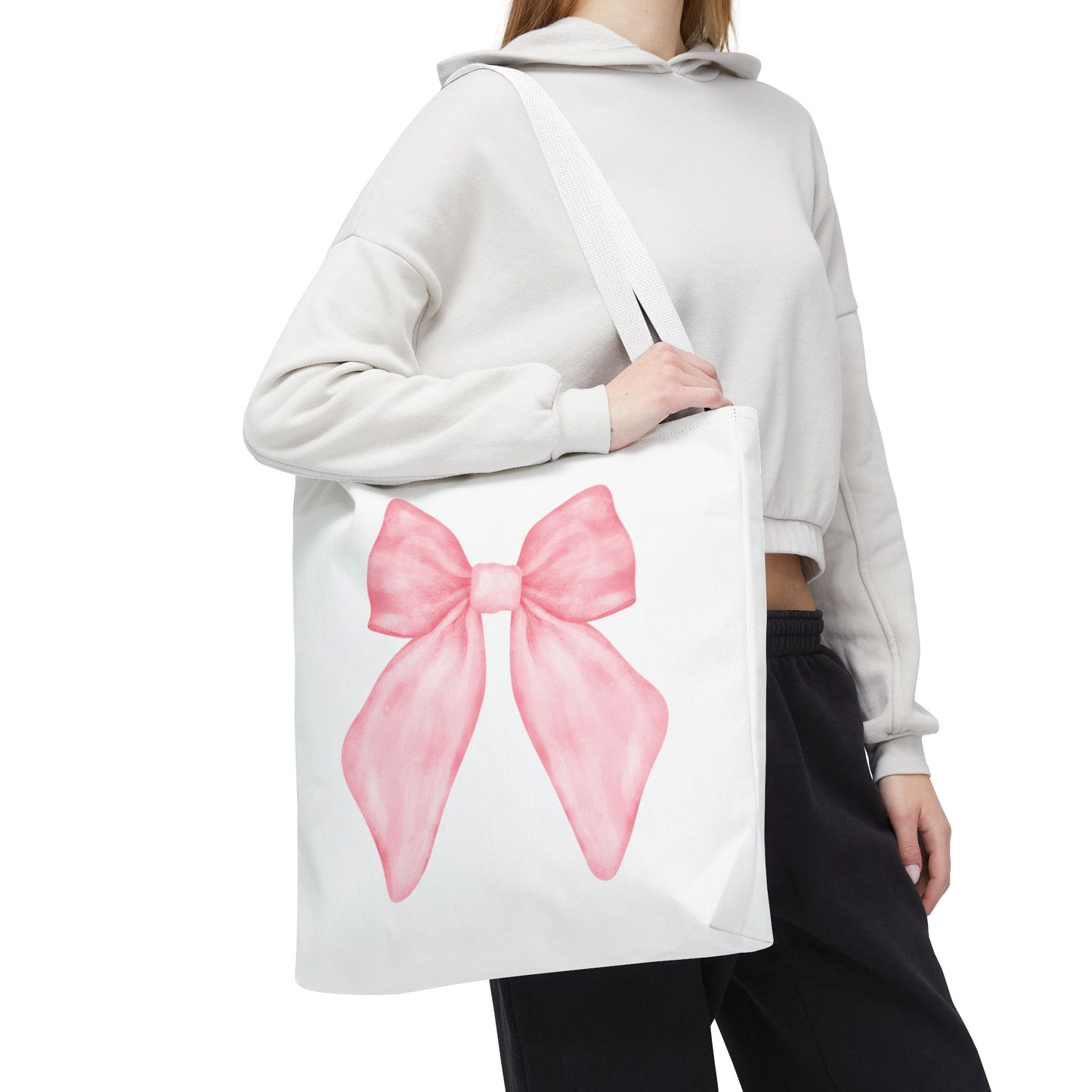 Watercolor Coquette Pink Bow Tote Bag