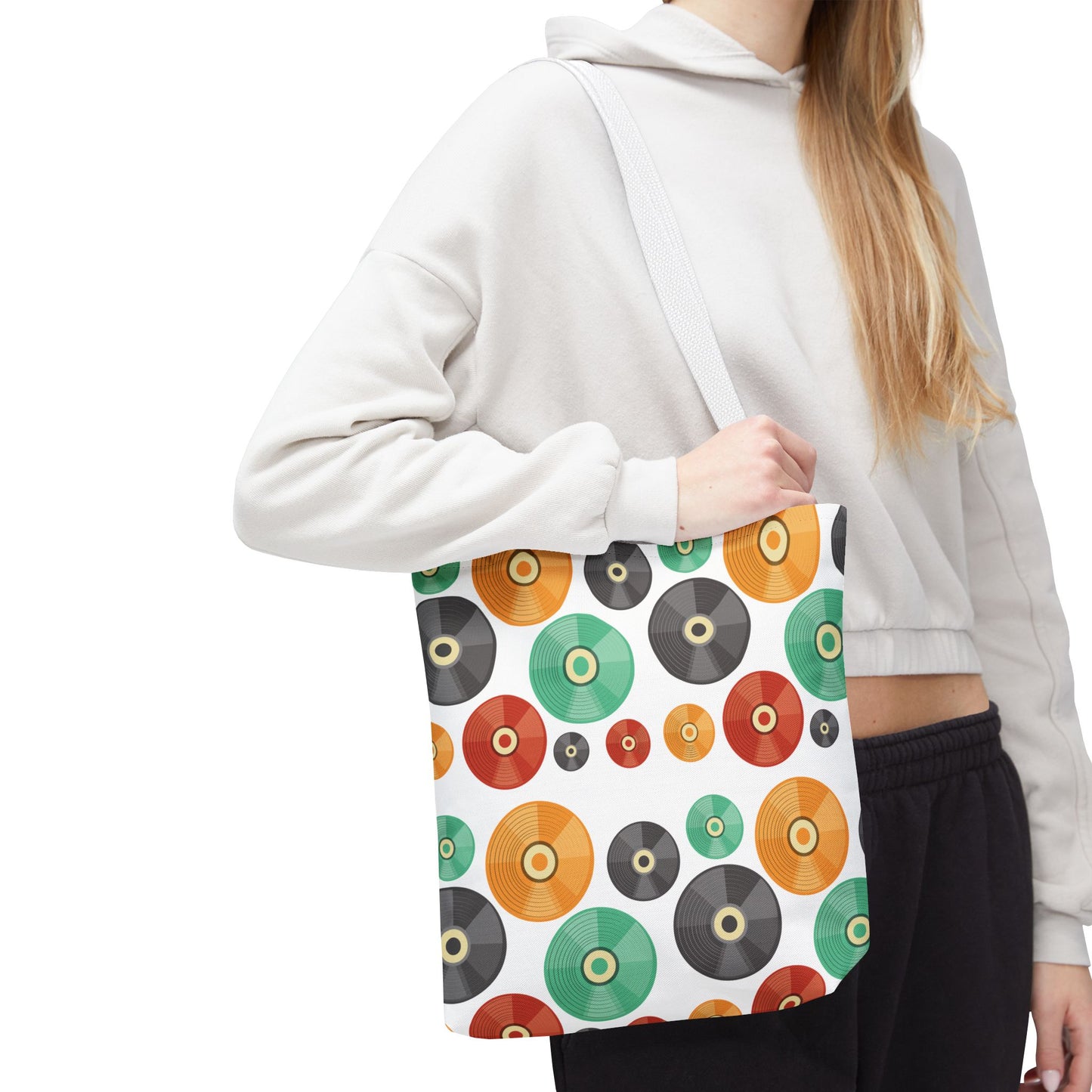 Retro Vintage Abstract Vinyl Records Tote Bag