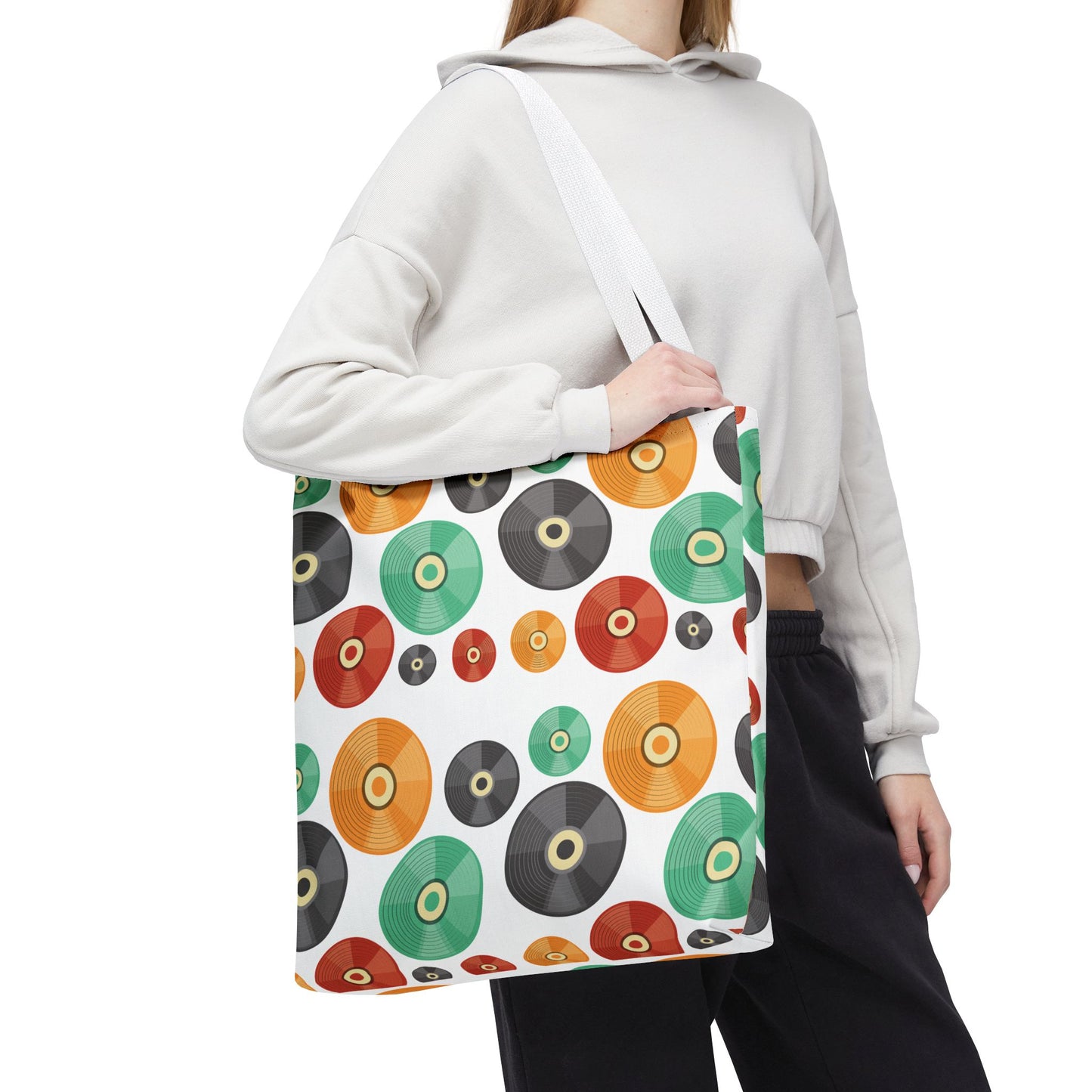 Retro Vintage Abstract Vinyl Records Tote Bag