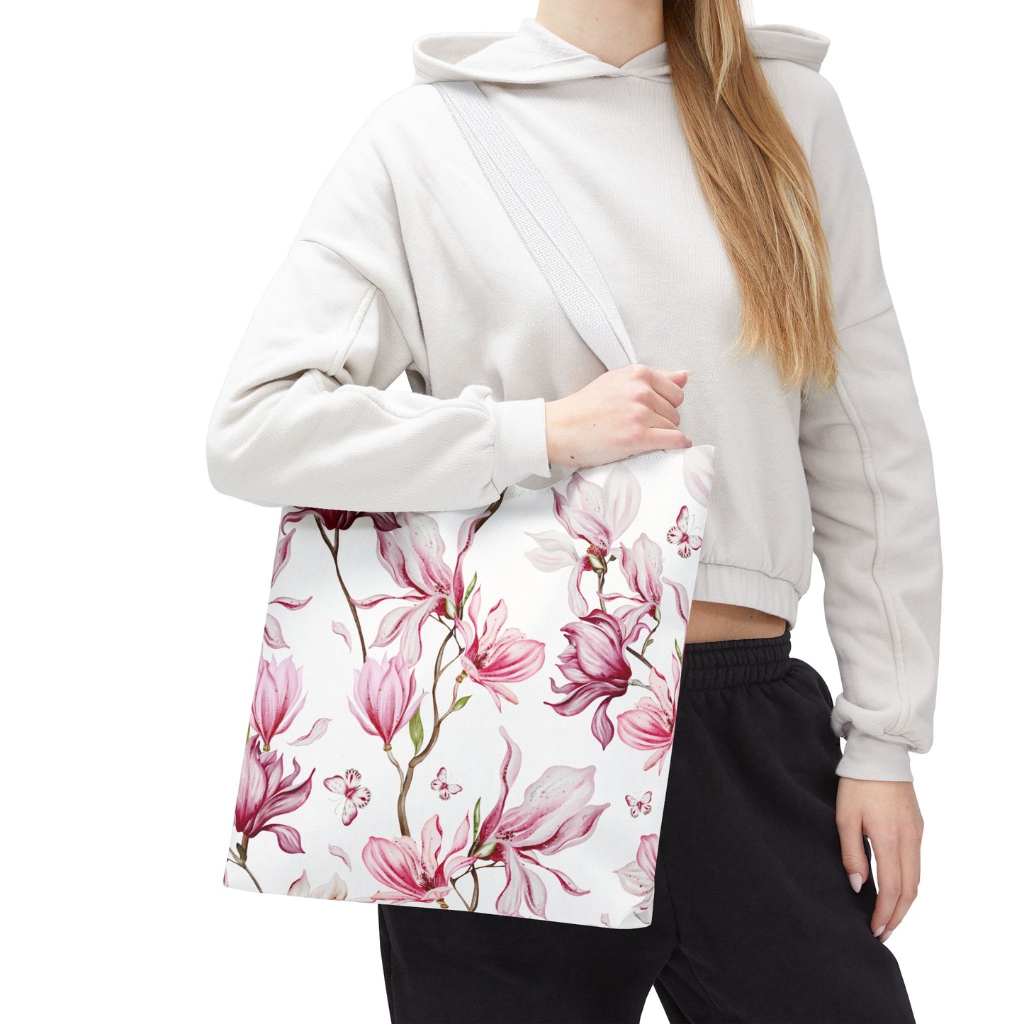 Magnolia and Butterfly Tropical Floral Tote Bag