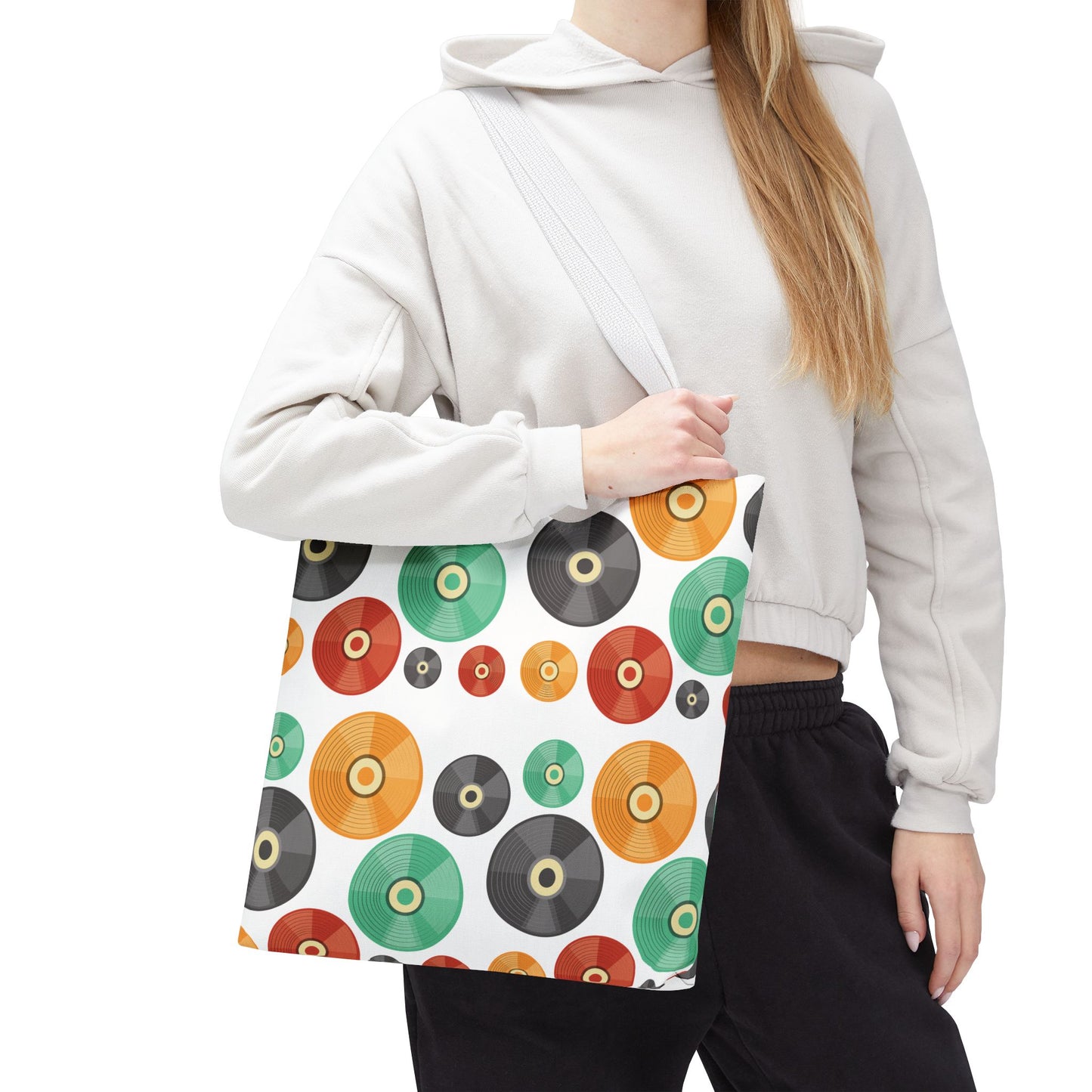 Retro Vintage Abstract Vinyl Records Tote Bag