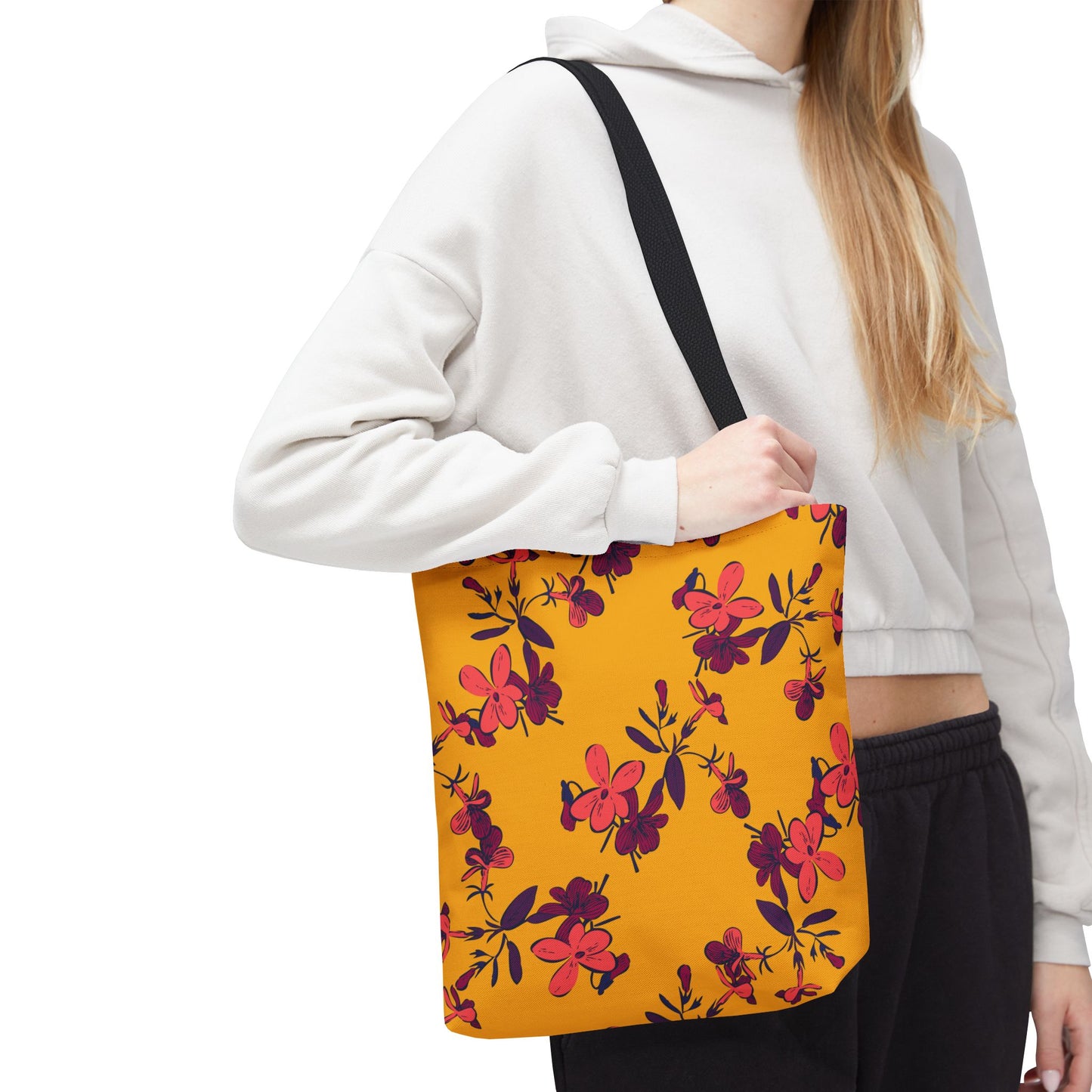Retro Tropical Flowers Floral Tote Bag