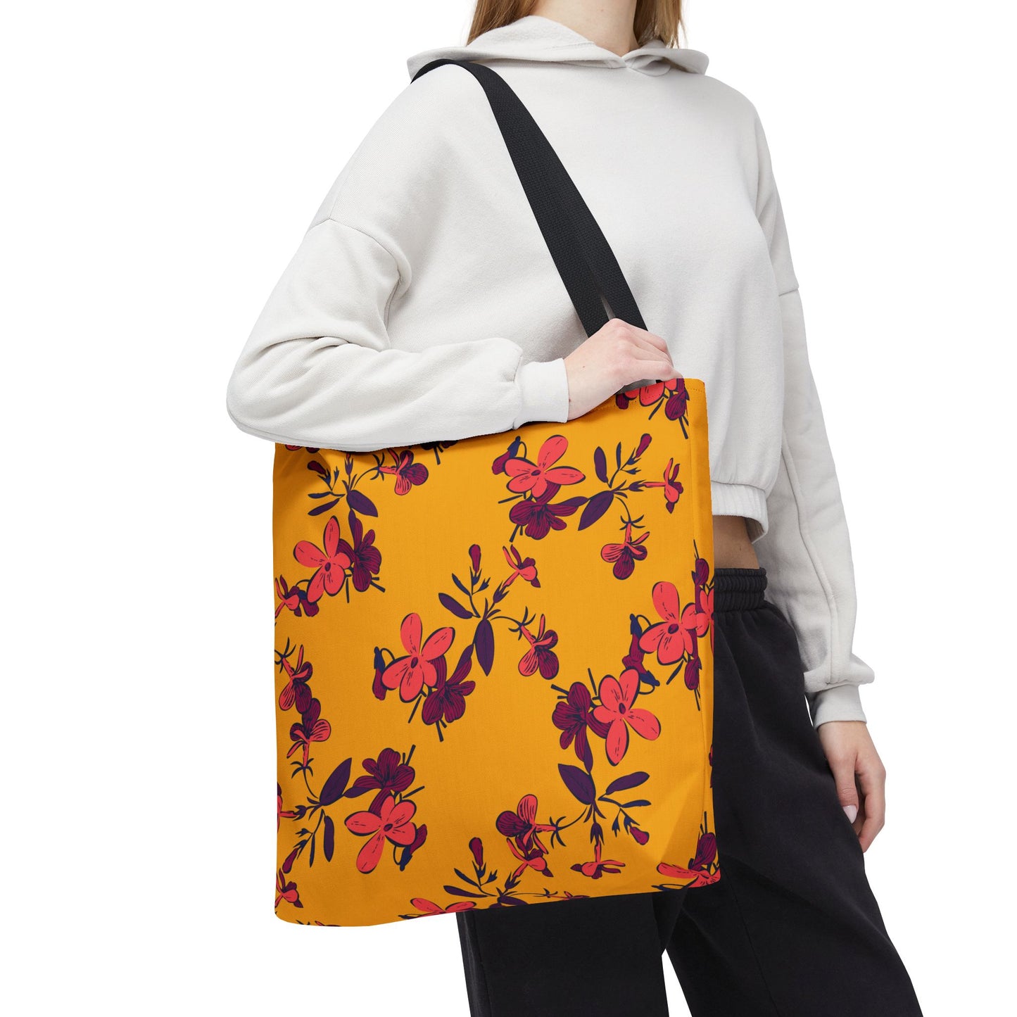 Retro Tropical Flowers Floral Tote Bag