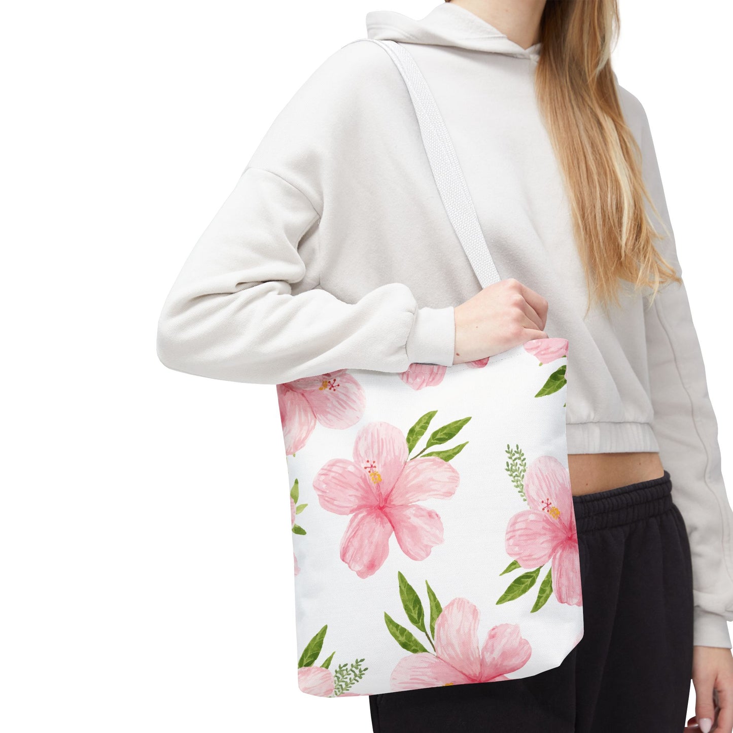 Delicate Pink Tropical Hibiscus Hawaii Flower Print Tote Bag
