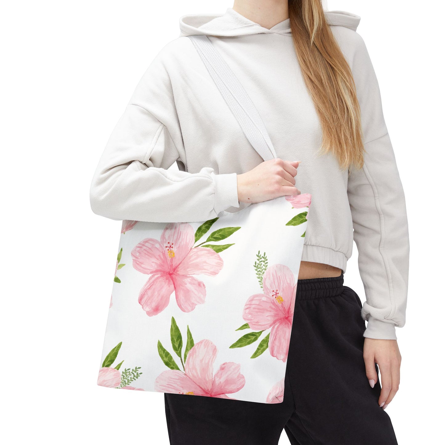 Delicate Pink Tropical Hibiscus Hawaii Flower Print Tote Bag