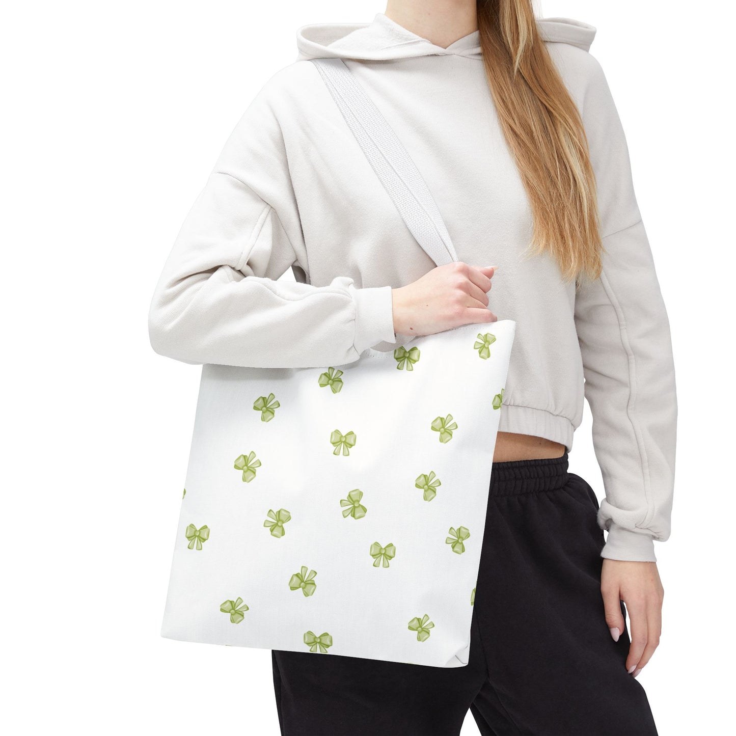 Tiny Sage Green Bows Coquette Tote Bag