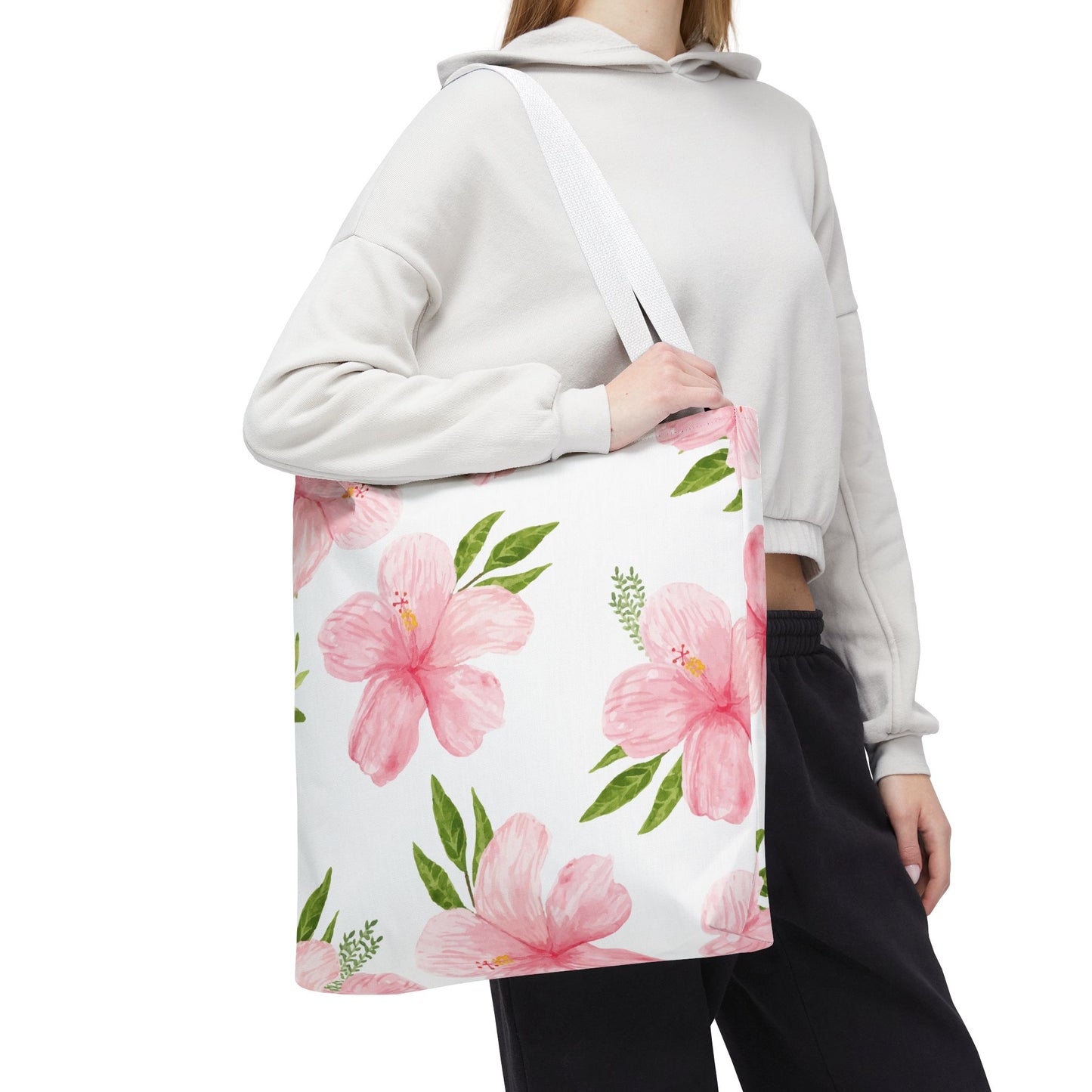 Delicate Pink Tropical Hibiscus Hawaii Flower Print Tote Bag