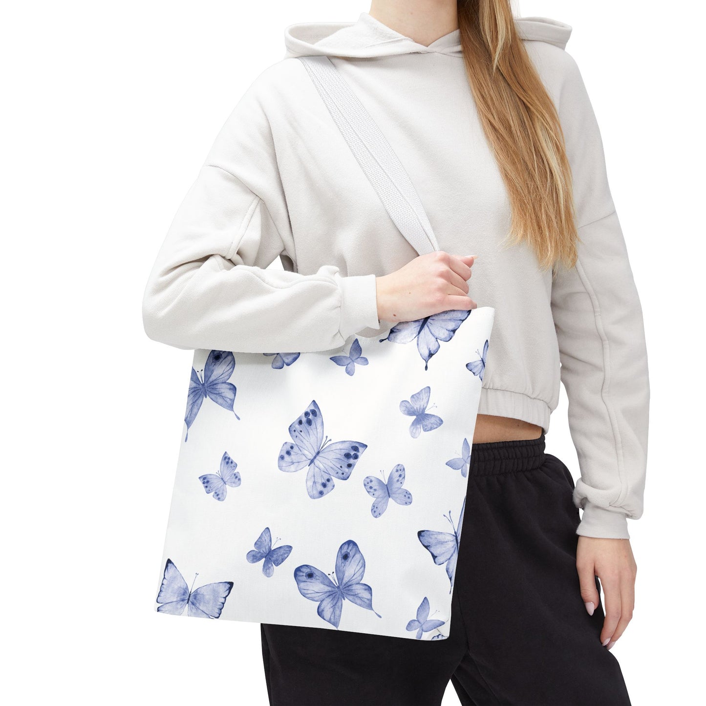 Antique Powder Blue Cerulean Butterflies Tote Bag