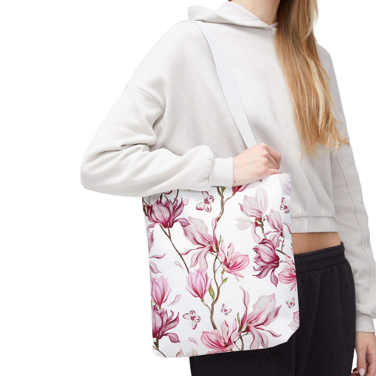 Magnolia and Butterfly Tropical Floral Tote Bag