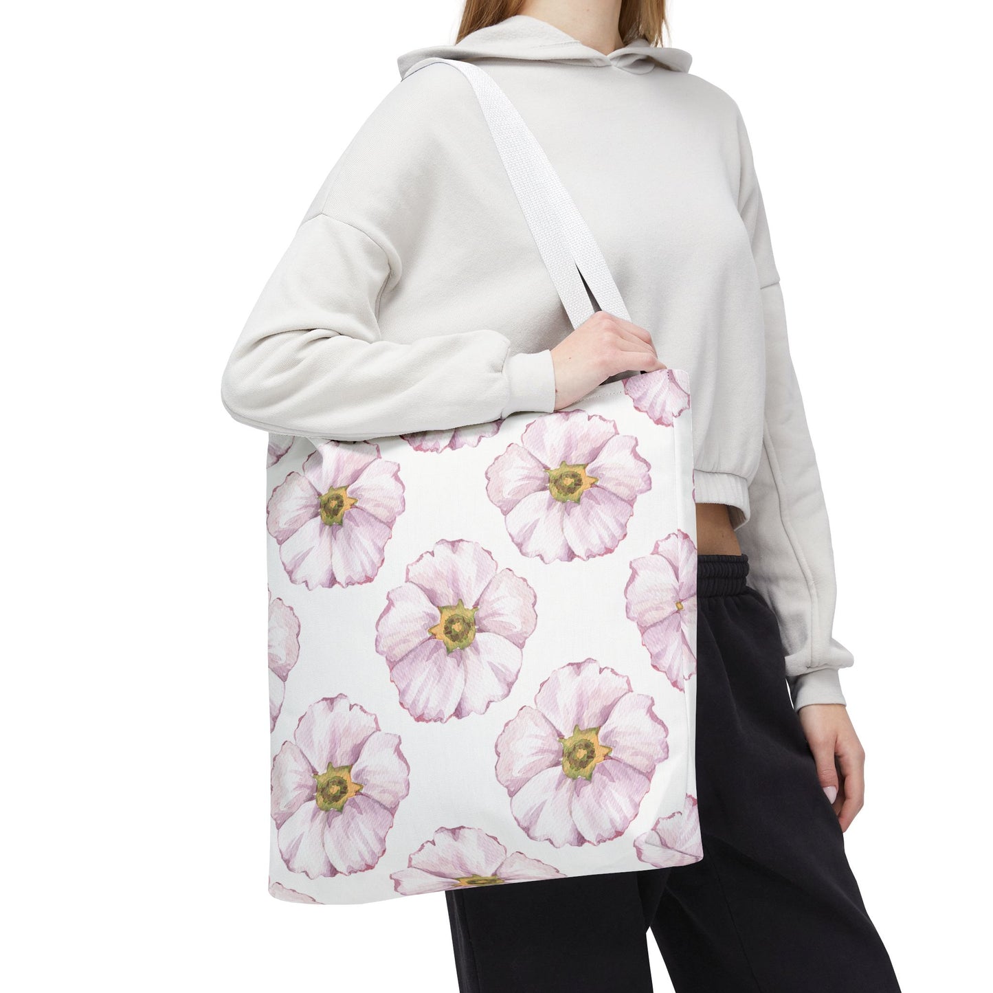 Delicate Watercolored Pink Rose Hip Flowers Tote Bag
