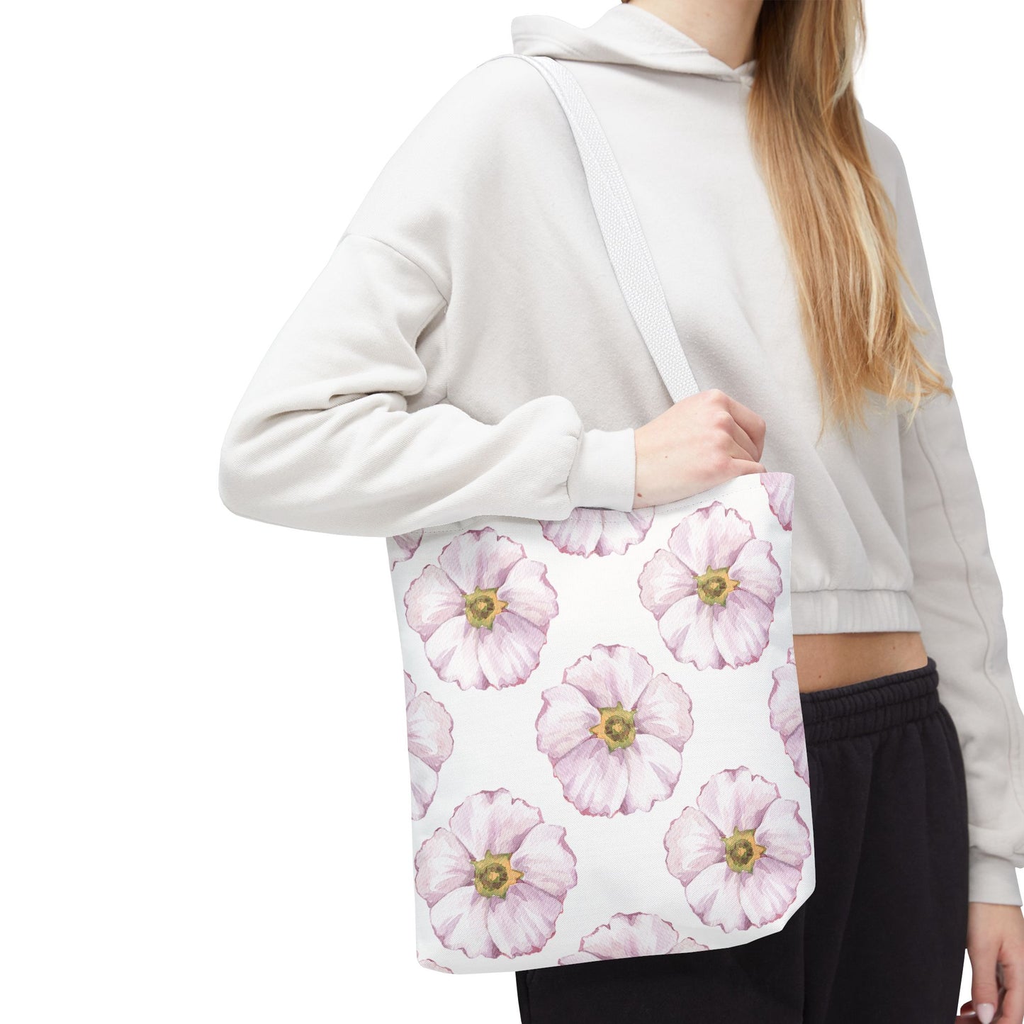 Delicate Watercolored Pink Rose Hip Flowers Tote Bag