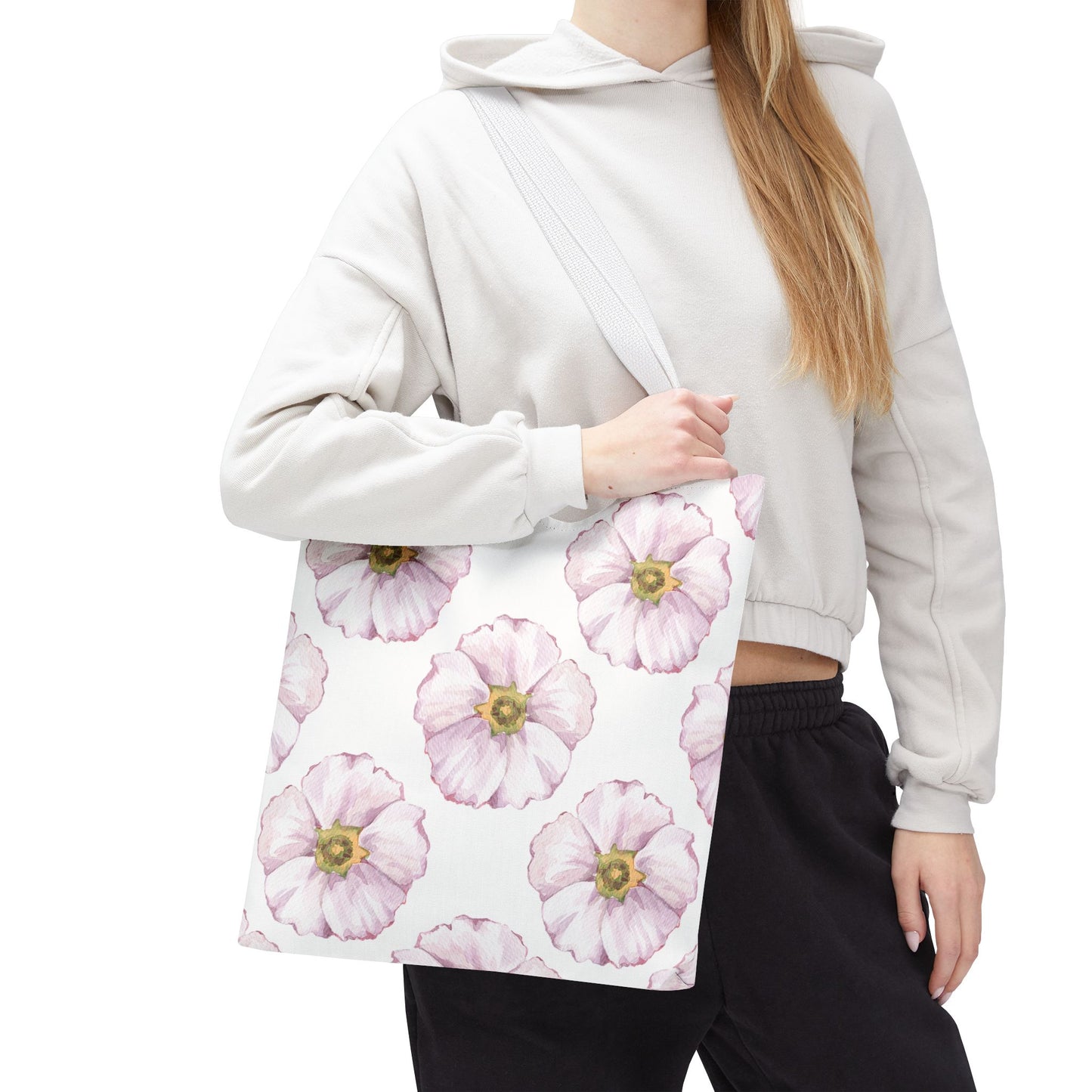 Delicate Watercolored Pink Rose Hip Flowers Tote Bag