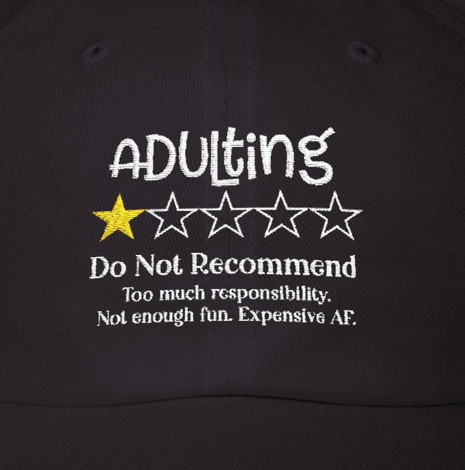 Sarcastic Embroidered Adulting Dad Cap, Funny Hat for Men, Vintage Baseball Cap, Retro Cap Gift, Cool Dad Hat Decor for Men and Women