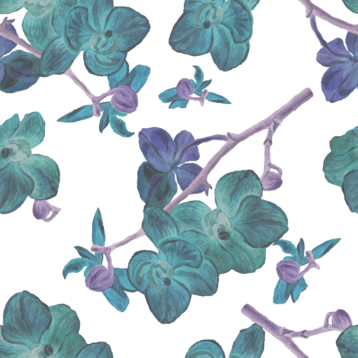 Teal Orchids Tropical Floral Tote Bag
