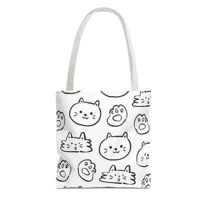 Cartoon Cats Tote Bag - Cute Feline Lovers Shoulder Bag