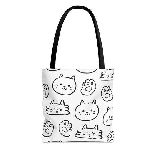 Cartoon Cats Tote Bag - Cute Feline Lovers Shoulder Bag