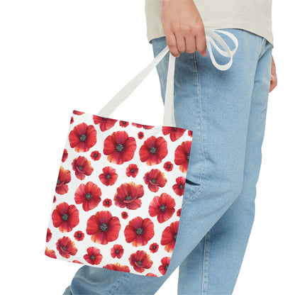 Poppies Floral Tote Bag, Beach Bag, Grocery Bag, Summer Vibe Tote, Market Bag, Reusable Tote Bag, Poppy Flower, Red Poppies