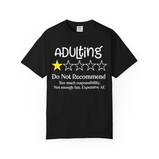 Adulting Review T-Shirt, Funny Gift for Millennials, Humor Tee for Stress Relief, Casual Everyday Wear, Great Birthday Gift