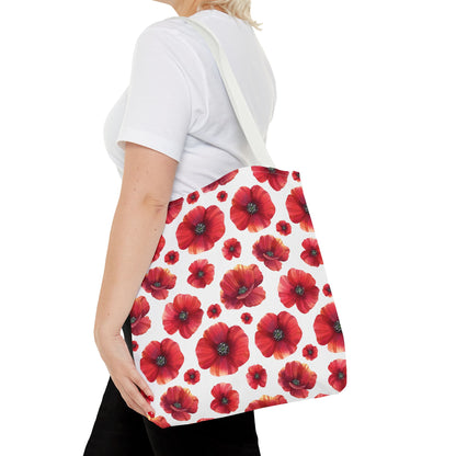 Poppies Floral Tote Bag, Beach Bag, Grocery Bag, Summer Vibe Tote, Market Bag, Reusable Tote Bag, Poppy Flower, Red Poppies