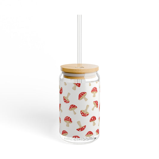 Red and White Mushrooms Sipper Glass