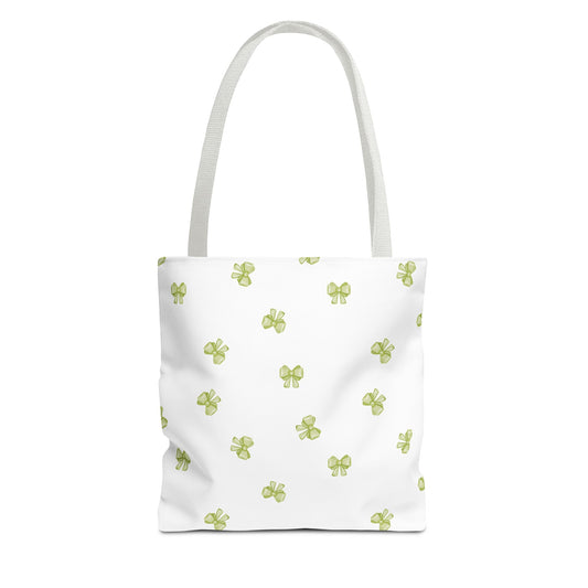 Tiny Sage Green Bows Coquette Tote Bag