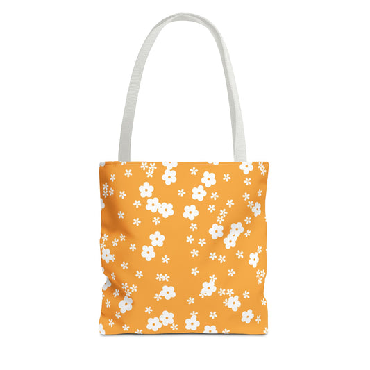 Retro Vintage Summer Yellow & White Floral Tote Bag