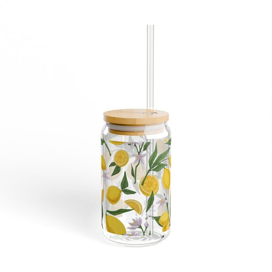 Floral Lemon pattern Sipper glass at Orange Moon 