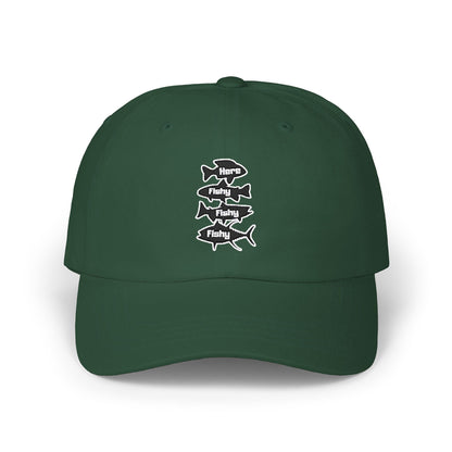 Here Fishy Fishy Fishy - Fishing Hat, Luxurious Embroidered Classic Adjustable Cap, Casual Unisex Embroidery Baseball Cap, Trucker Hat