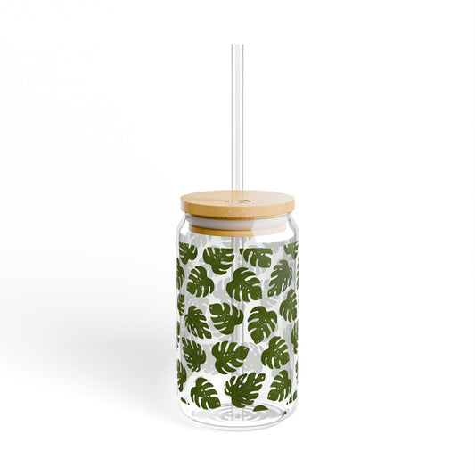 Tropical Leaves Sipper Glass at Orange Moon