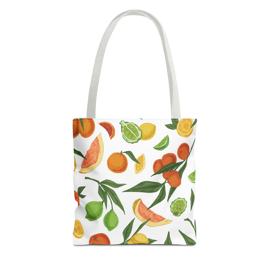 Lemon and other citrus fruit all over print tote available at Orange Moons