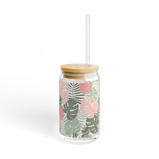 Tropical Leaves Sipper Glass