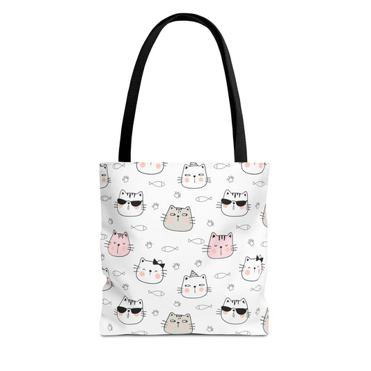 Cartoon Cats Tote Bag - Cute Feline Lovers' Shoulder Bag