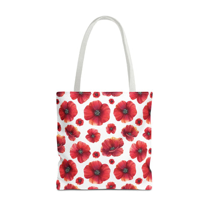 Poppies Floral Tote Bag, Beach Bag, Grocery Bag, Summer Vibe Tote, Market Bag, Reusable Tote Bag, Poppy Flower, Red Poppies