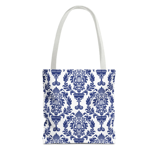 Royal Blue Abstract Floral Design Cerulean Tote Bag