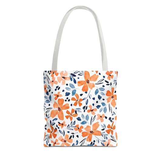 Retro Vintage Summer Yellow & Blue Flowers Tropical Floral Tote Bag