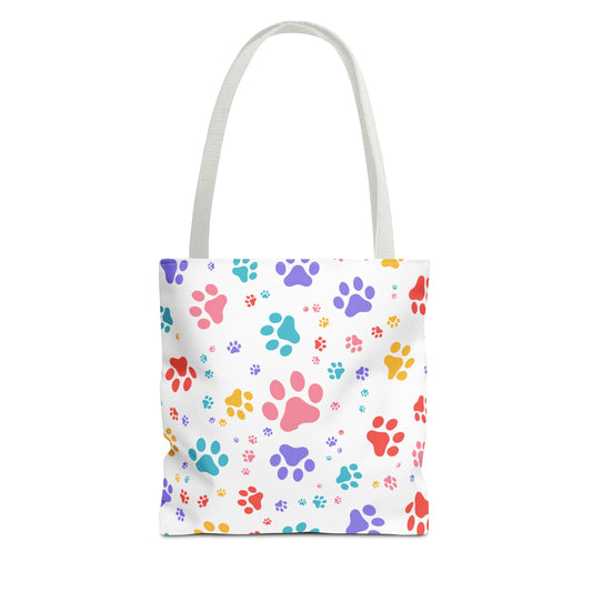 Cats Dogs Paw Print Tote Bag Cute Feline & Canine Lovers Shoulder Bag
