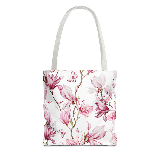 Magnolia and Butterfly Tropical Floral Tote Bag