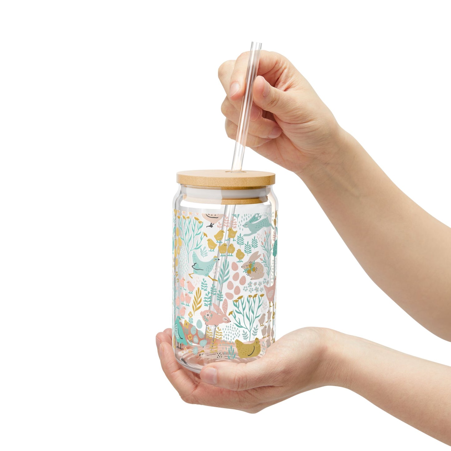 Floral Animal Sipper Glass