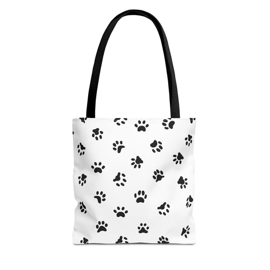 Cats Dogs Paw Print Tote Bag Cute Feline & Canine Lovers Shoulder Bag