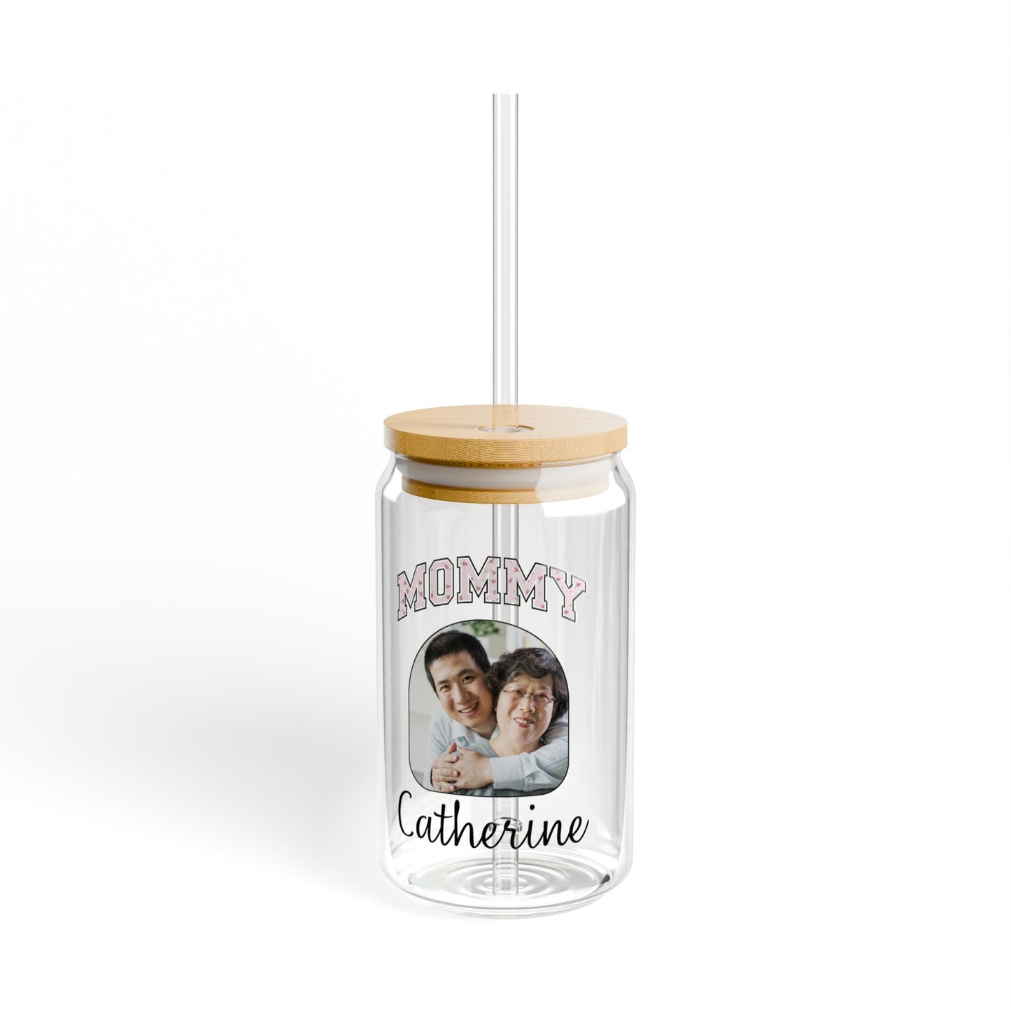 Mommy Custom Name and Photo Sipper Glass Can Gift for Mom
