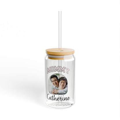 Mommy Custom Name and Photo Sipper Glass Can Gift for Mom