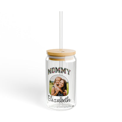 Mommy Custom Name and Photo Sipper Glass Can Gift for Mom