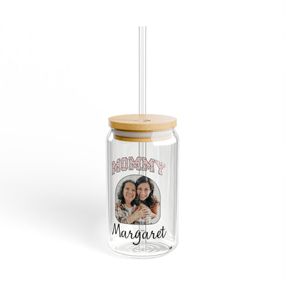 Mommy Custom Name and Photo Sipper Glass Can Gift for Mom