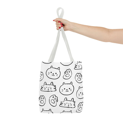 Cartoon Cats Tote Bag - Cute Feline Lovers Shoulder Bag